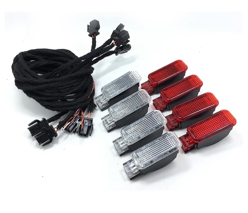 Retrofit volkswagen audi door warning puddle lights kit wiring loom 8 lights