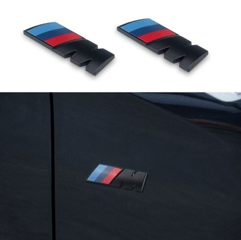 2pcs BMW M sport black side fender wing badge emblem adhesive stick on