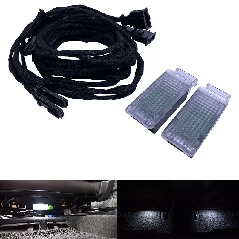 Retrofit volkswagen audi rear footwell wiring loom LED lights kit white