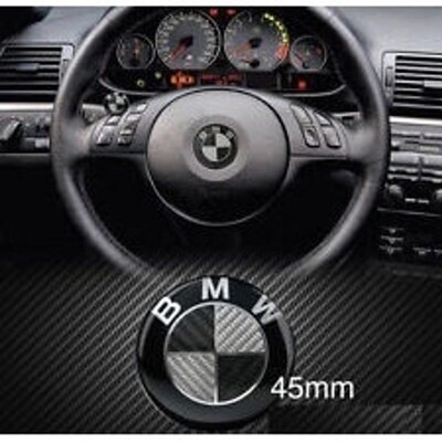 BMW 45mm Carbon Fibre steering wheel badge emblem adhesive 