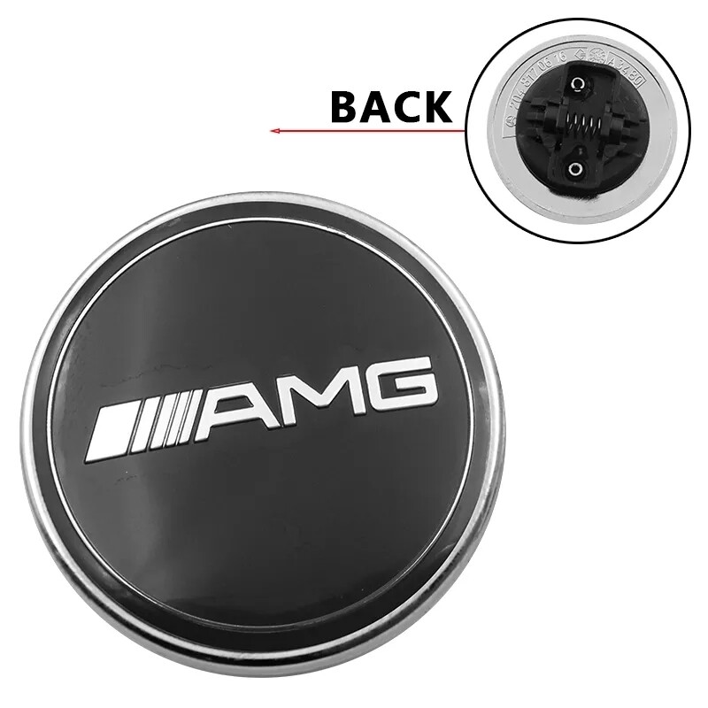Mercedes Benz AMG 57mm black bonnet front spring notch badge emblem