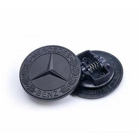 Mercedes Benz 57mm black bonnet front spring notch badge emblem