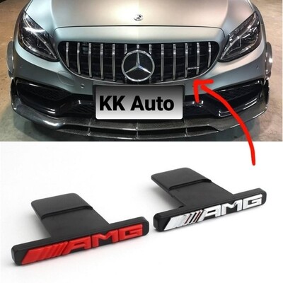 AMG red silver grill grille adhesive stick on badge emblem