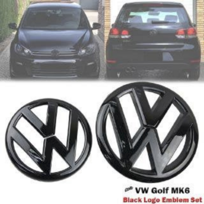Volkswagen golf mk6 black front and rear replacement badge set