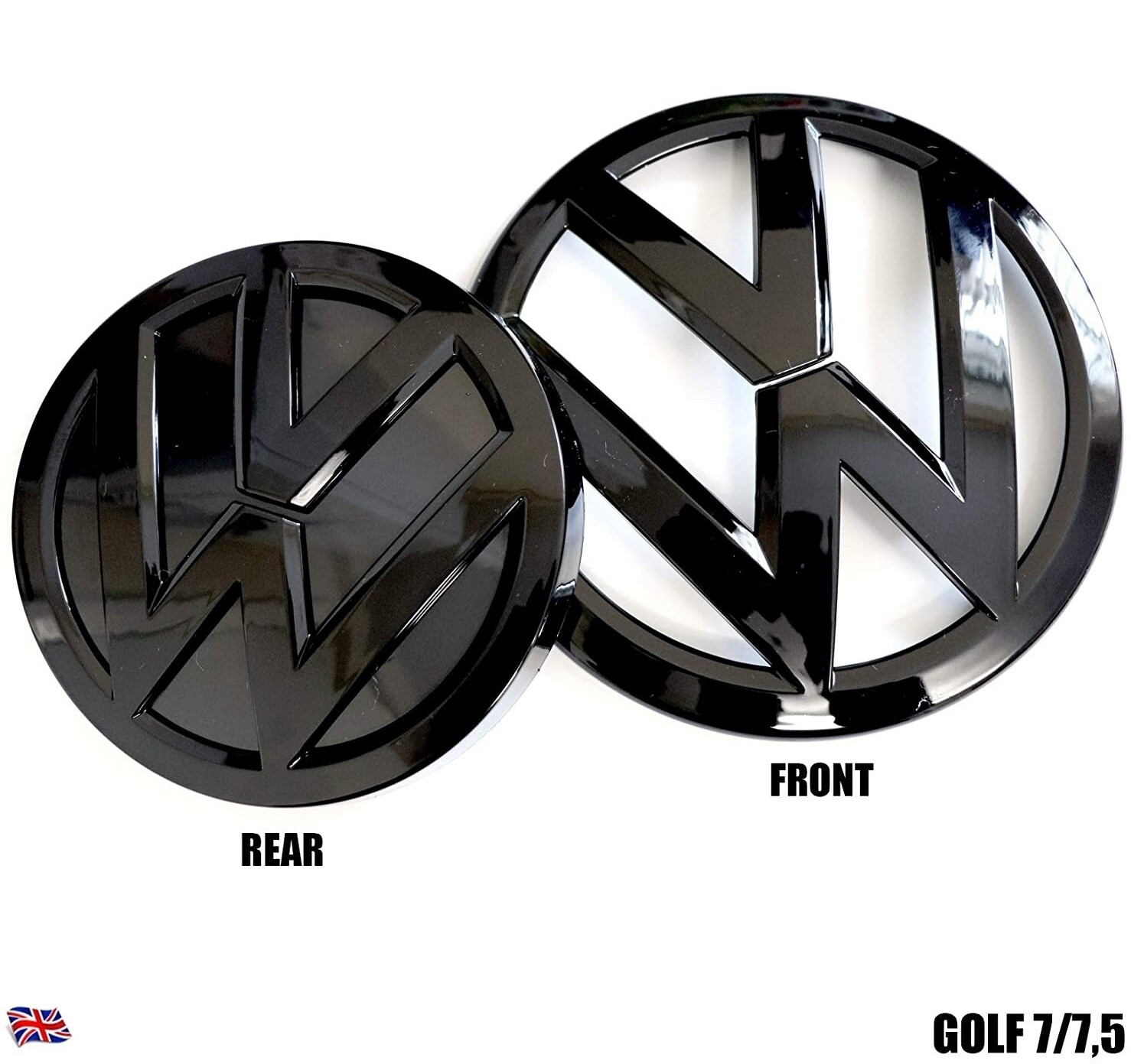 Volkswagen golf mk7 mk7.5 black front and rear replacement badge set