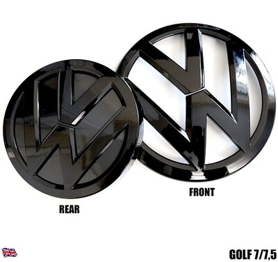 Volkswagen golf mk7 mk7.5 black front and rear replacement badge set