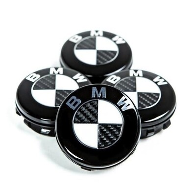 4 x BMW 68mm Carbon Fibre alloy wheel hub caps