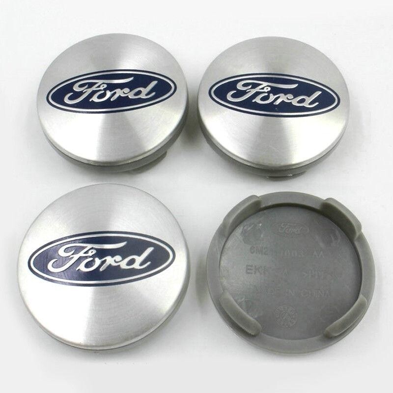 4 X Ford Silver 56mm Alloy wheel center hub caps