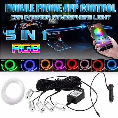 5pc RGB Ambient interior LED strips phone app controlled bluetooth dash doors