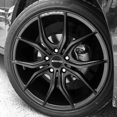 Mercedes Benz AMG 75mm black alloy wheel center hub caps