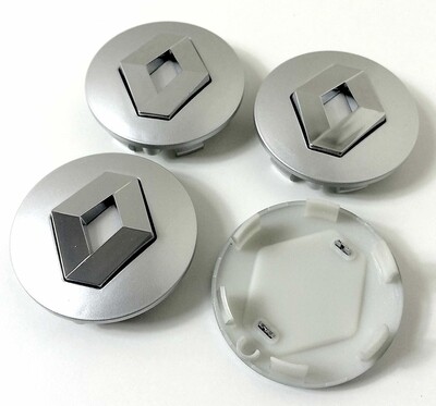 4 X Renault silver 57mm Alloy wheel center hub caps