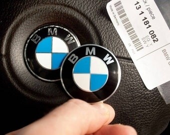 BMW 45mm blue white steering wheel badge emblem adhesive 