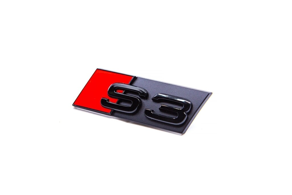 Audi S3 black grill grille badge emblem with 2 bar fitting kit