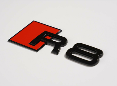 Audi R8 black replacement rear boot trunk badge emblem adhesive stick on