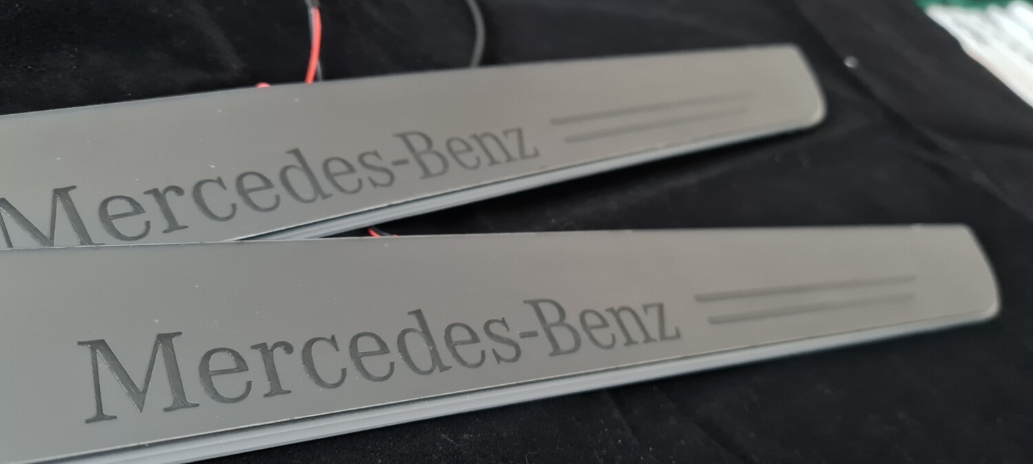 Mercedes benz 2pc door welcome scuff plate sill LED kit