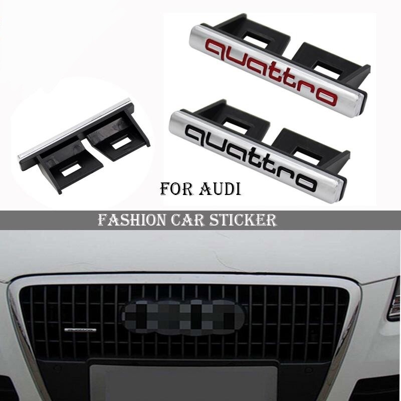 Quattro silver black red front grill grille badge emblem