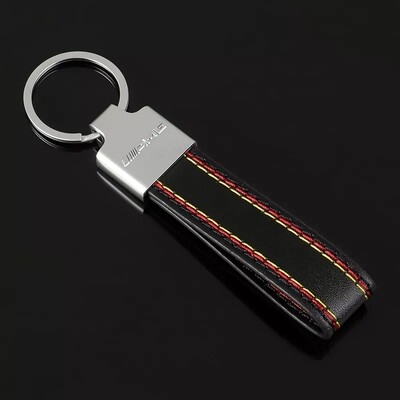AMG Keyring leather key chain strap ring holder badge