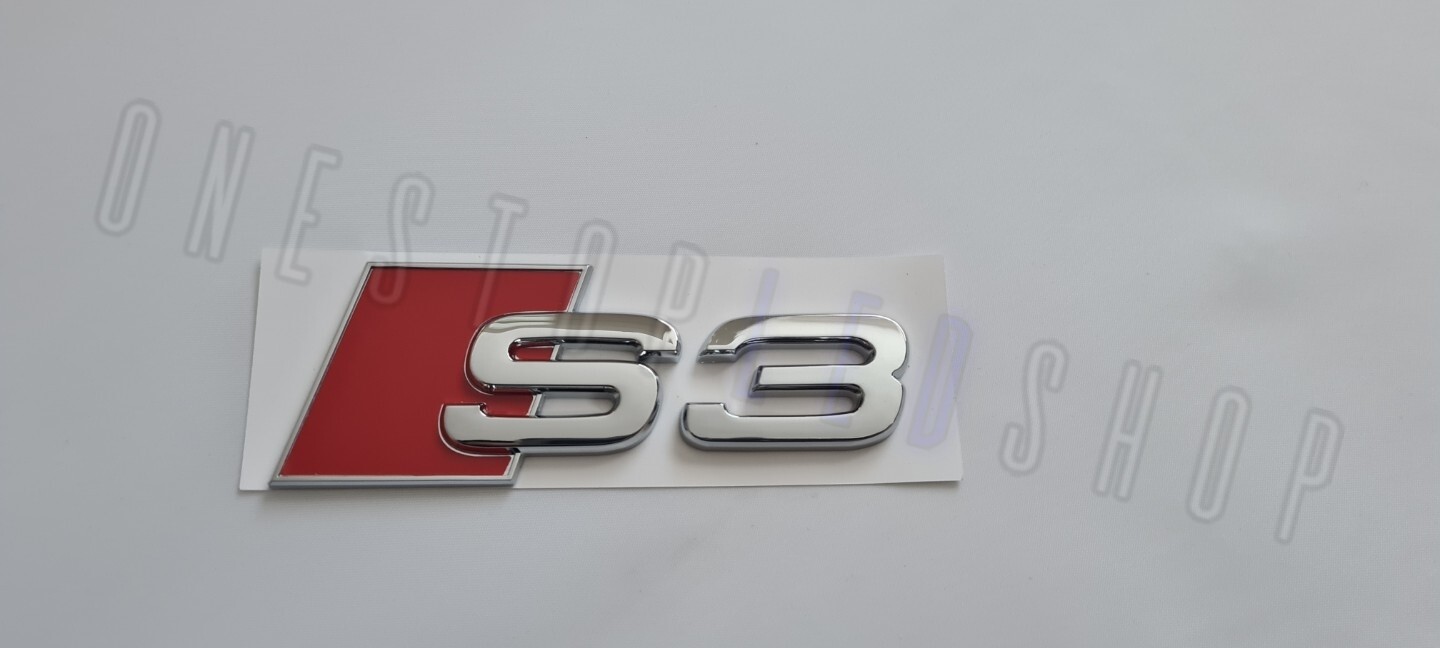 Audi S3 chrome silver replacement rear boot trunk badge emblem adhesive stick on