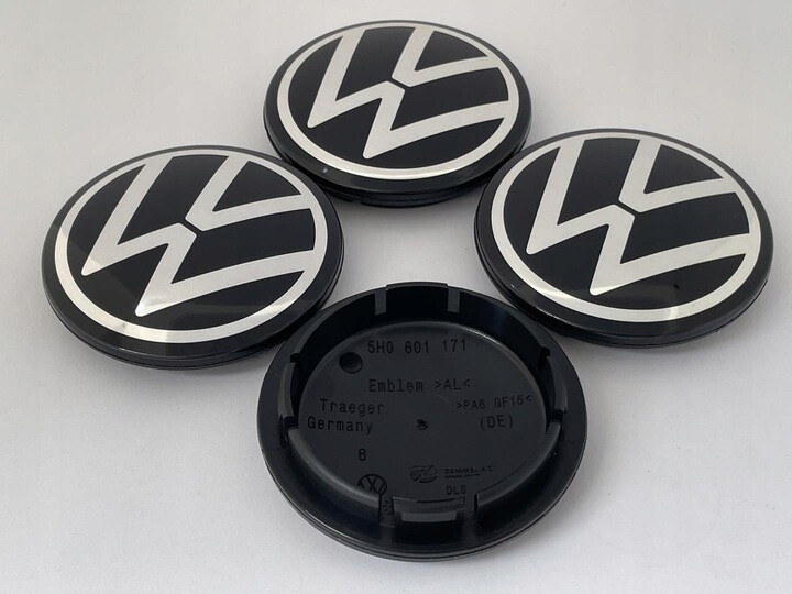 4 X Volkswagen 5H0 601 171 65mm Alloy wheel center hub caps