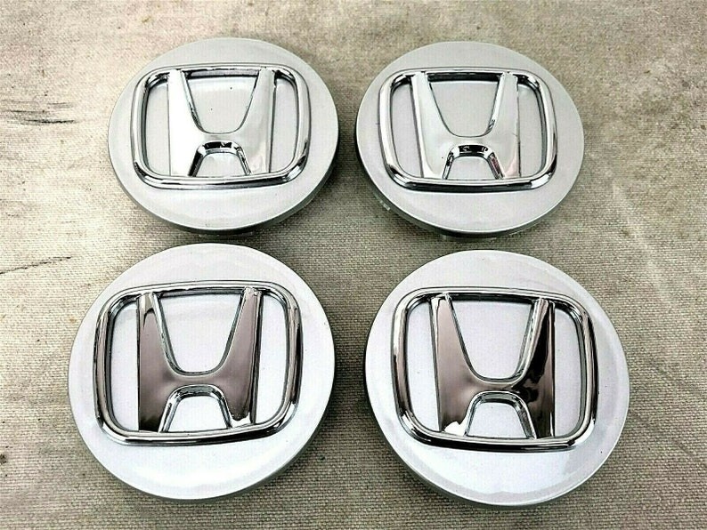 4 x Honda 58mm 69mm silver chrome alloy wheel hub caps