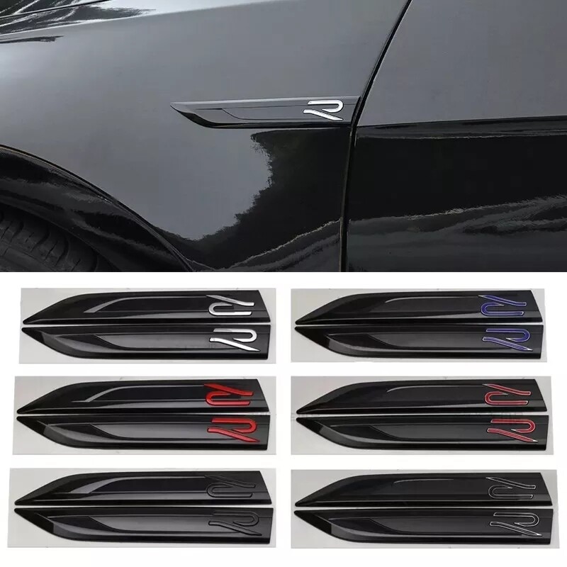 2 x new style R R-Line RLine volkswagen fender wing badge emblem adhesive stick on