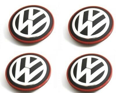 4 X Volkswagen 5G0 601 171 65mm Alloy wheel center hub caps red ring