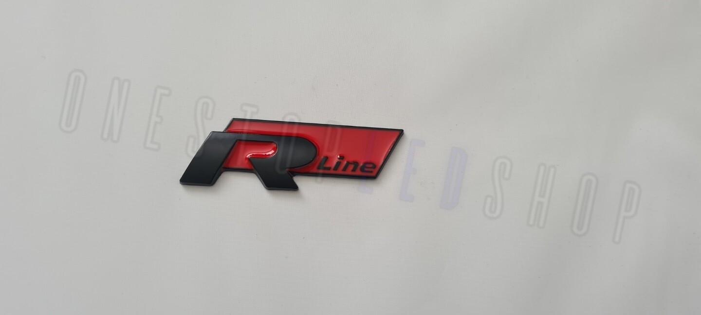 R R-Line RLine volkswagen black red rear boot trunk badge emblem adhesive stick on