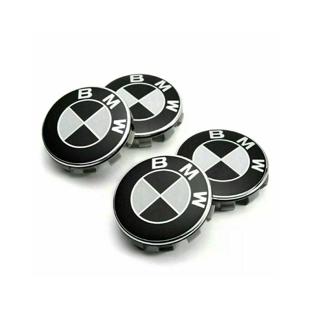4 x BMW 56mm 57mm black white alloy wheel hub caps