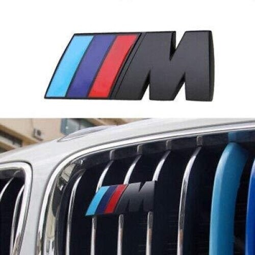 BMW M Sport black front grill grille badge emblem with fitting kit