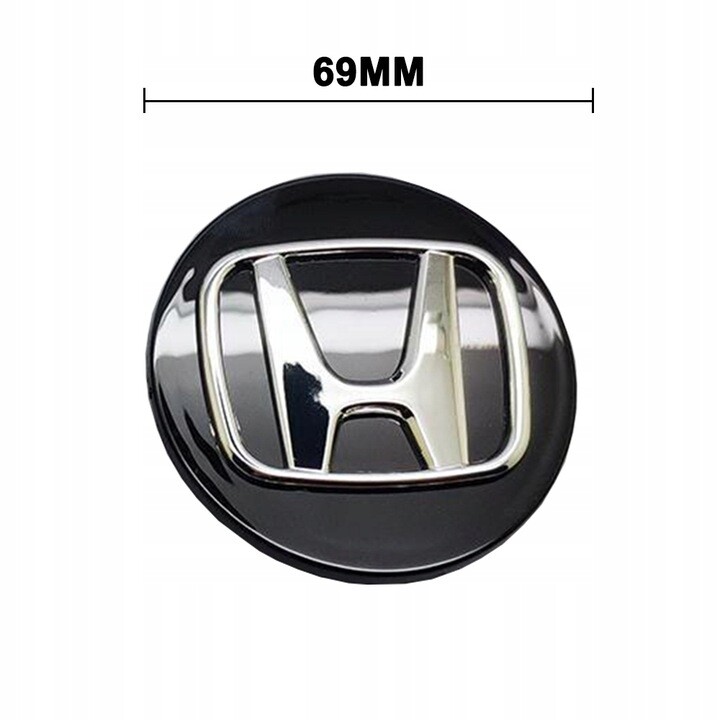 4 x Honda 69mm chrome black alloy wheel hub caps