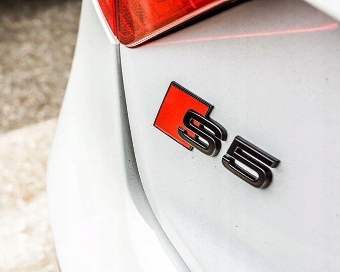Audi S5 black replacement rear boot trunk badge emblem adhesive stick on