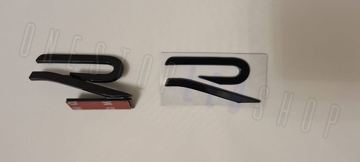 2pcs badge set R R-Line RLine new style volkswagen gloss black front grill grille rear boot trunk emblem 65 x 35mm