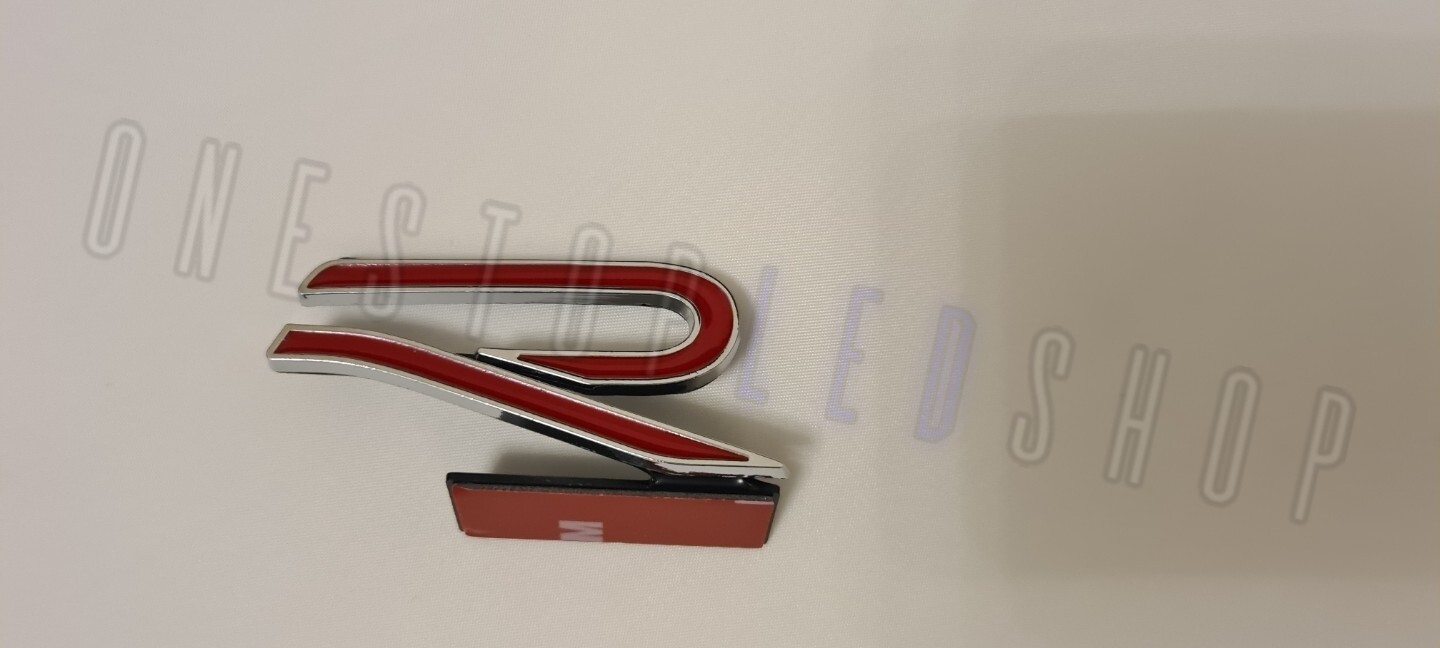 R R-Line RLine new style volkswagen red silver front grill grille badge emblem 65 x 35mm