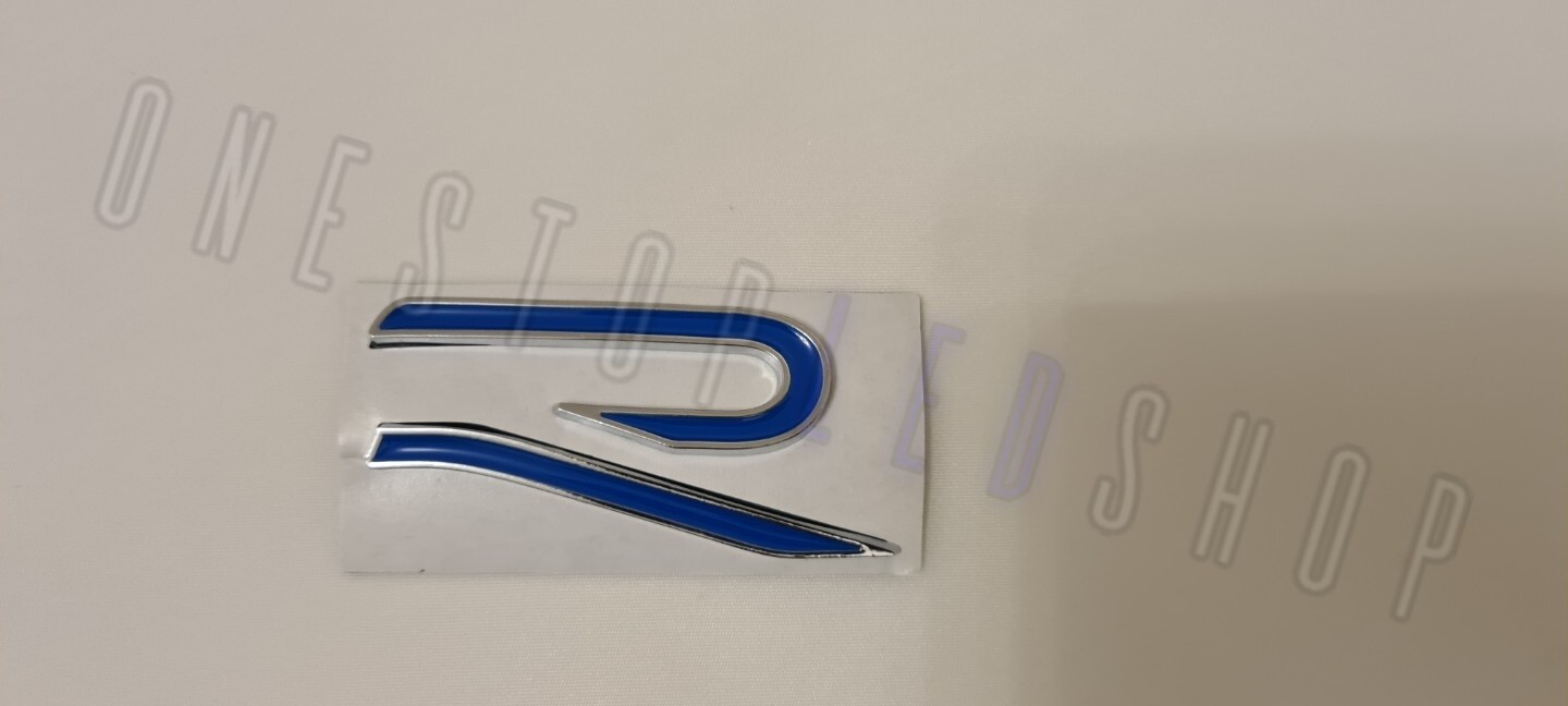 R R-Line RLine new style volkswagen blue silver boot trunk badge emblem adhesive stick on 65 x 35mm