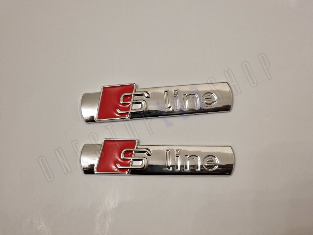 2pcs Audi Sline S-Line silver chrome replacement rear boot trunk side fender wing badge emblem adhesive stick on
