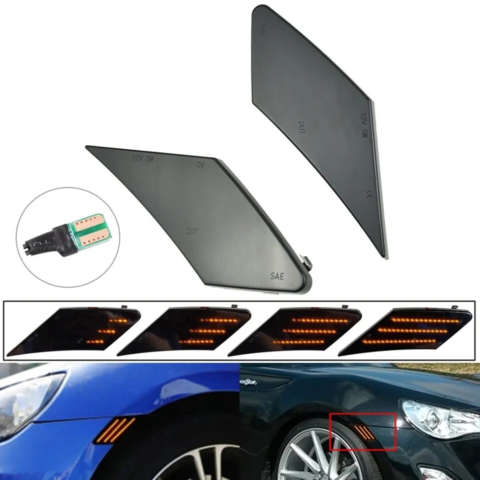 2pc Toyota GT86 Subaru BRZ Scion FR side wing marker fender dynamic sequential indicator LED