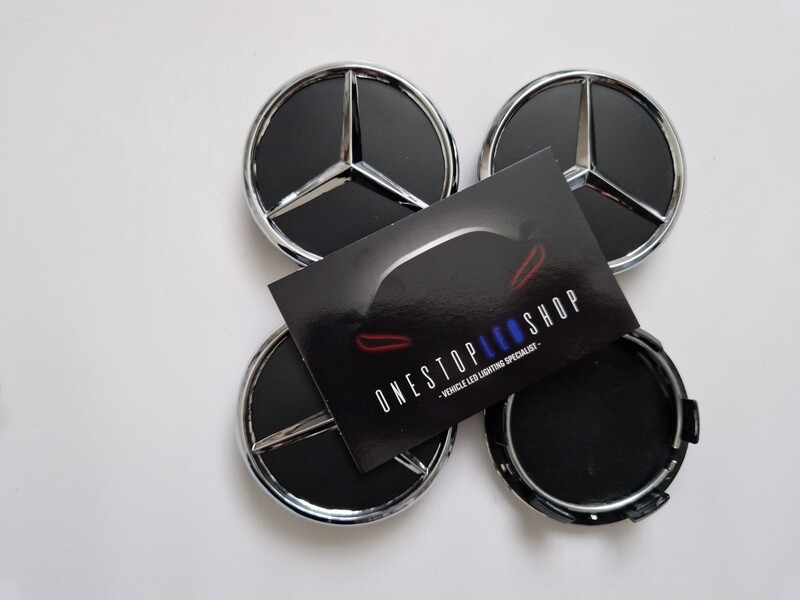 Mercedes Benz 75mm black chrome alloy wheel center hub caps