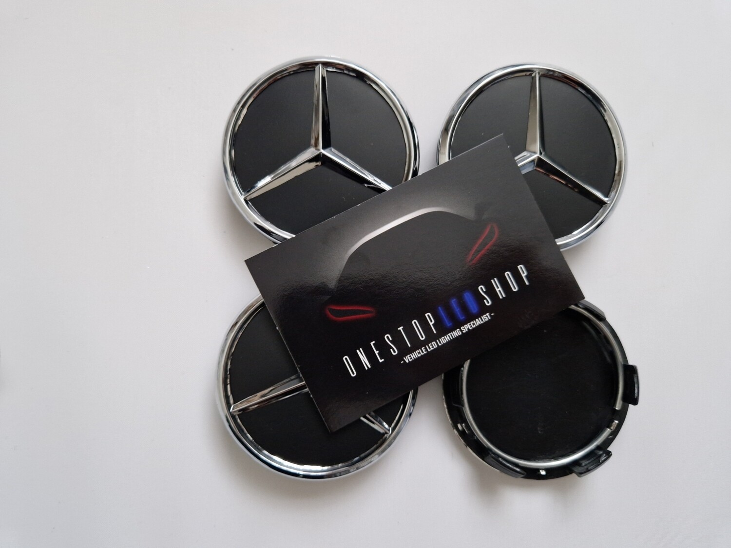 Mercedes Benz 75mm black chrome alloy wheel center hub caps