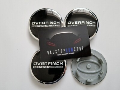 4 X Overfinch black 62mm 63mm Alloy wheel center hub caps