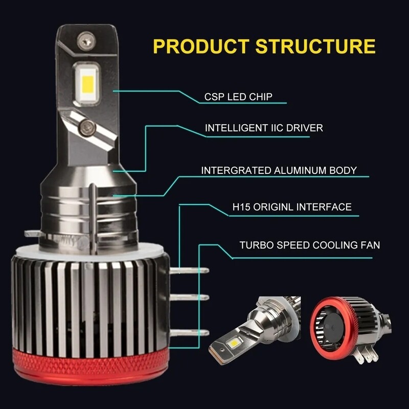 2pcs 120w H15 715 LED kit error free DRL and high beam light 2 in 1 bulb super bright