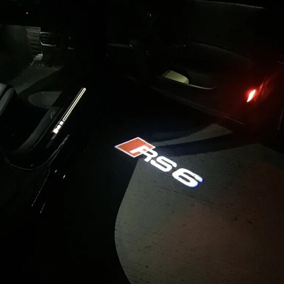 2pc RS6 Audi door projector shadow LED kit 4 ring OOOO logo
