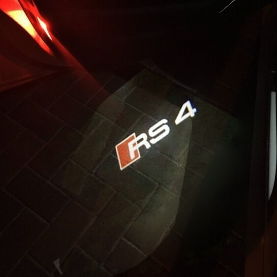 2pc RS4 Audi door projector shadow LED kit 4 ring OOOO logo