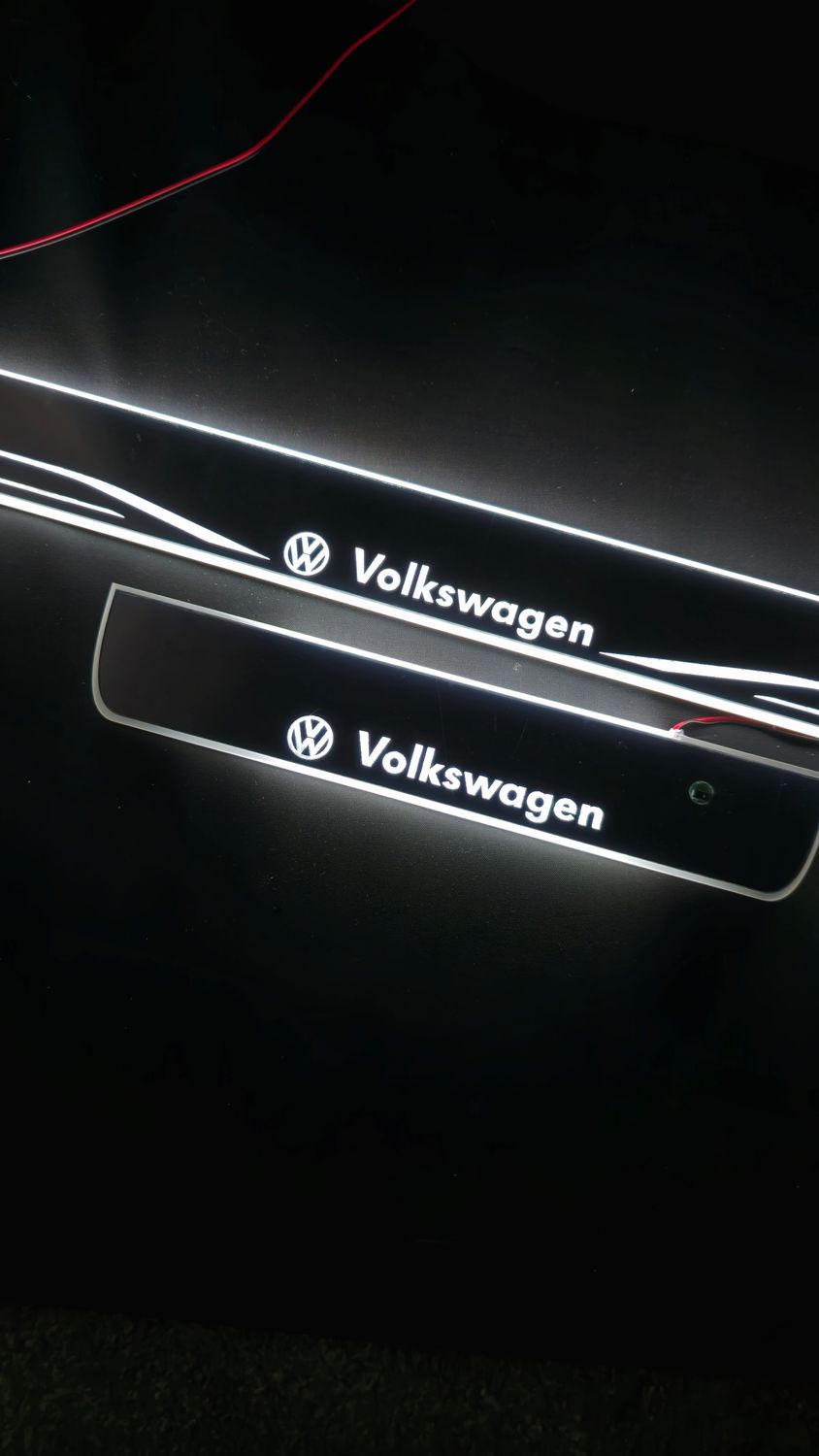 Volkswagen VW door welcome scuff plate sill LED kit 4pc 4 door all white metal mirror finish