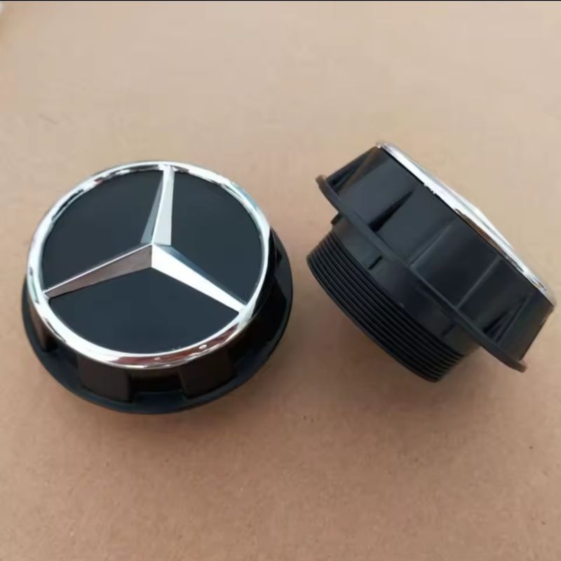 Mercedes Benz 60mm screw on black alloy wheel center hub cap