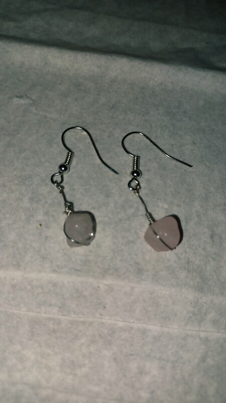 Rose Quartz Crystal Earrings