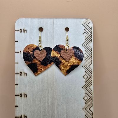 Wild Heart” Faux Leather Earrings – Leopard Print Layers