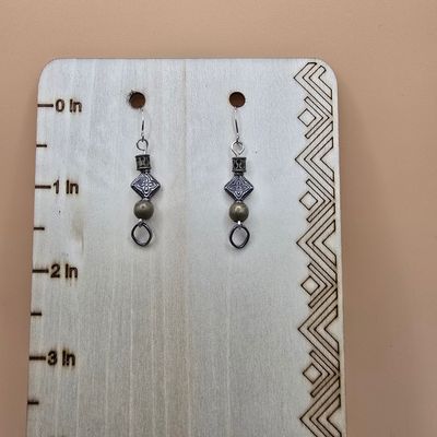 “Tara’s Totem” Artisan Earrings – Etched Metal &amp; Earthy Beads