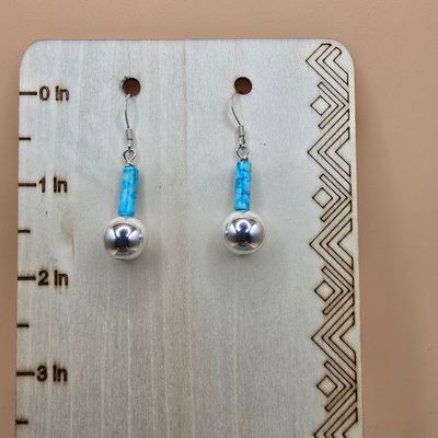 “Modernity Defined” Earrings – Turquoise &amp; Silver Minimalist Drops