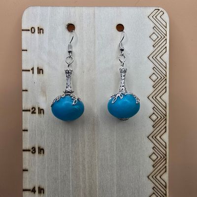 “Azure Bloom” Earrings – Ornate Silver &amp; Blue Gemstone Drops