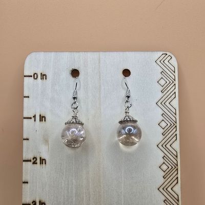 “Translucent Orbs” Earrings – Clear Glass/Resin &amp; Silver Accents